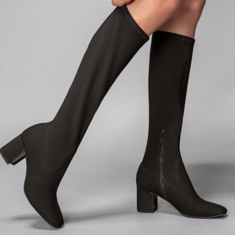 Donald Pliner Cassidy Black Crepe Tall Shaft Boot Women’s Size 8M Retail $268